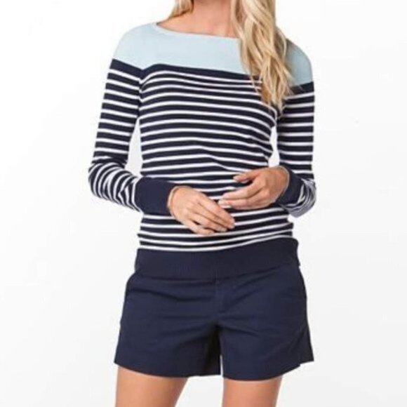 Lilly Pulitzer Maria Boatneck Sweater Blue Striped Small S - Picture 1 of 8
